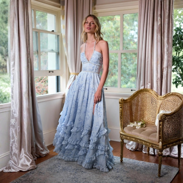 The Amalfi Blue Tapestry Maxi Dress
