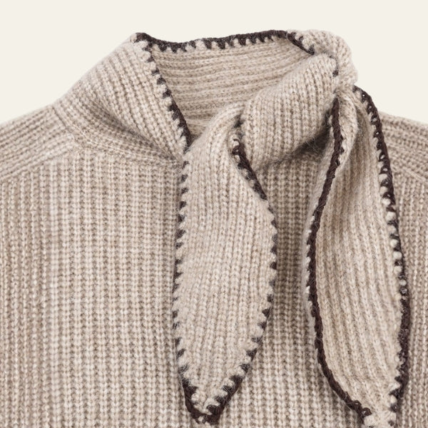 The Oslo Tie-Neck Textured Knit Sweater