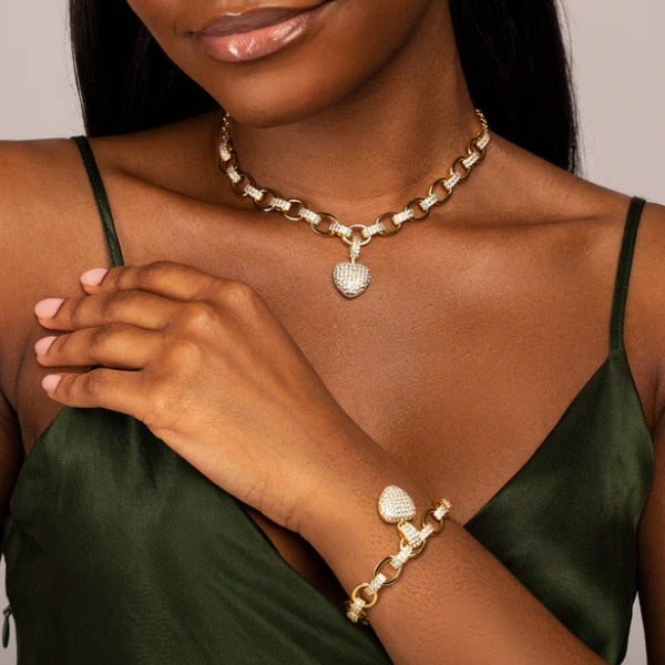 The Pavé Heart Chain Jewelry Set