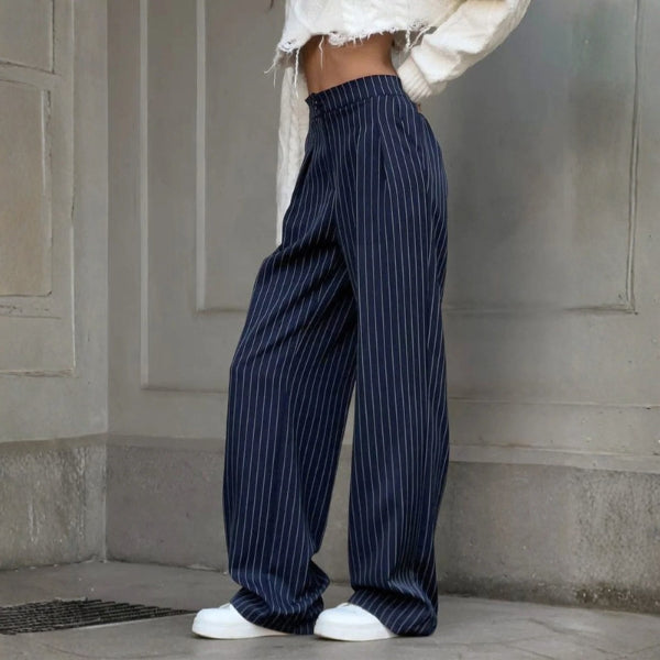 The Milan Pinstriped Wide-Leg Trousers