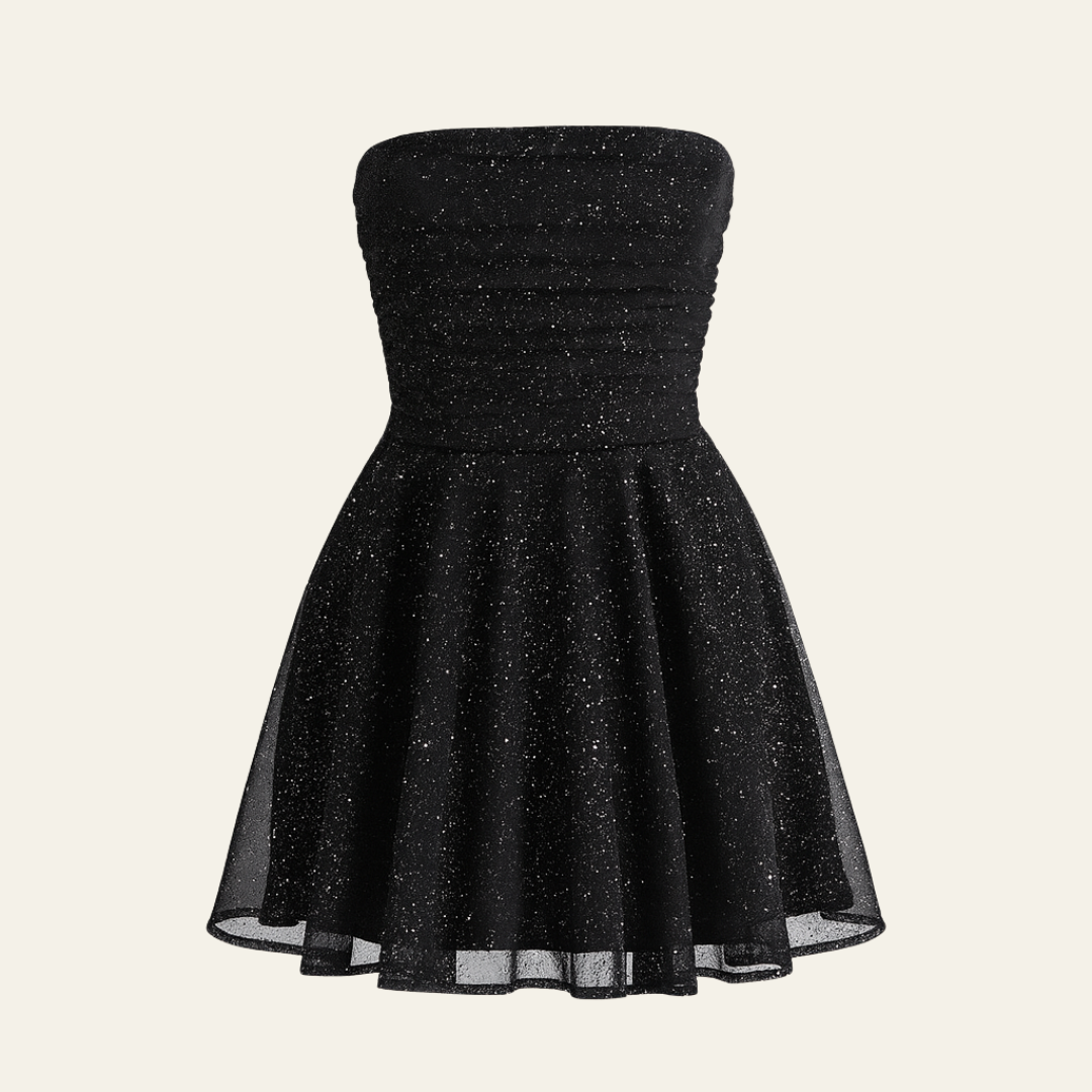 The Amalfi Party Sparkle Bow Mini Strapless Dress
