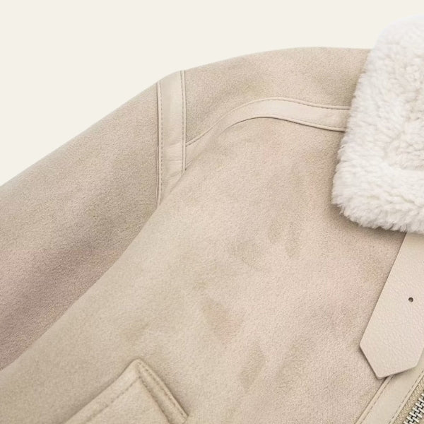 The Aspen Faux-Shearling Collar Cropped Jacket