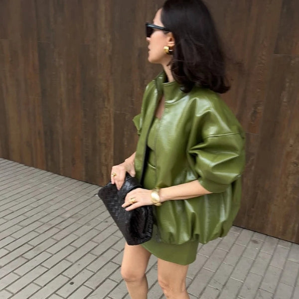 The Soho Zip-Front Leather Bomber Jacket