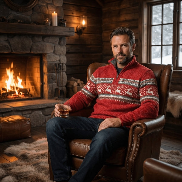 The Nordic Pattern Quarter-Zip Knit