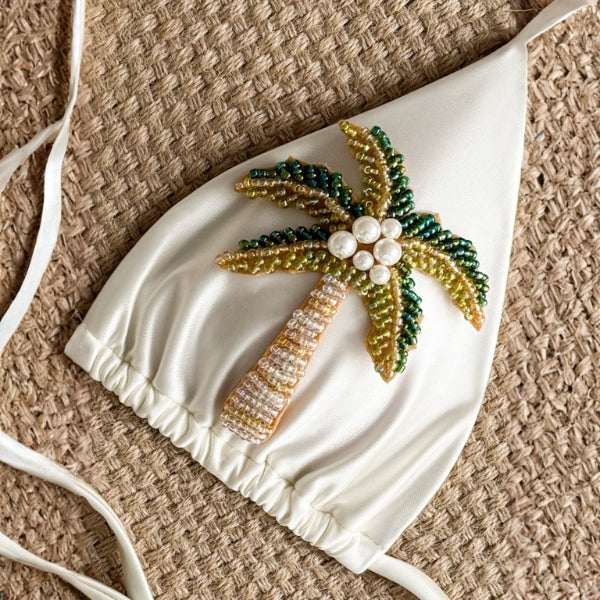 The Shoreline Palm-Embellished Bikini Set
