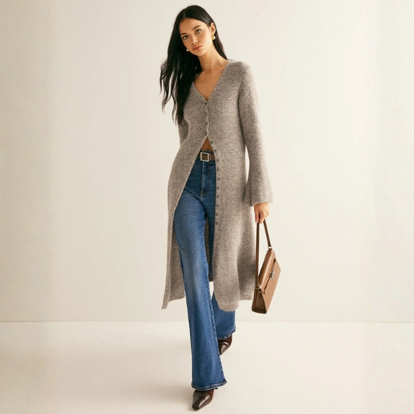 The Florence Button-Front Longline Knit Cardigan