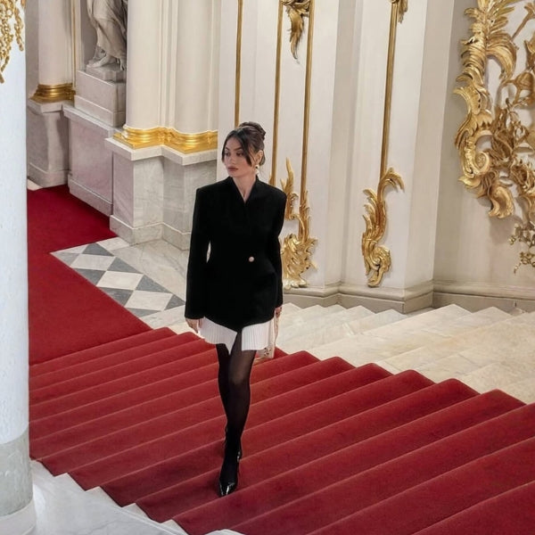 The Paris Pleated-Hem Blazer Dress