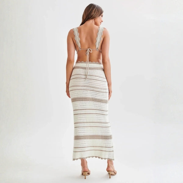 The Nina Striped Crochet Maxi Set