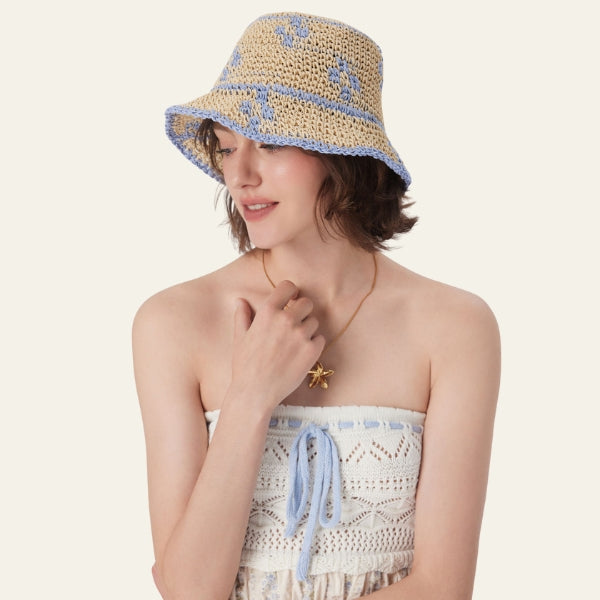 The Capri Two-Tone Straw Bucket Hat