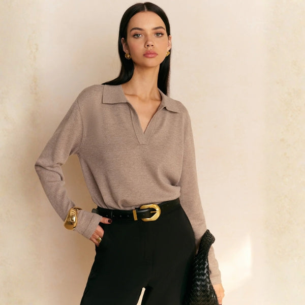 The Siena Soft-Knit Collared Top