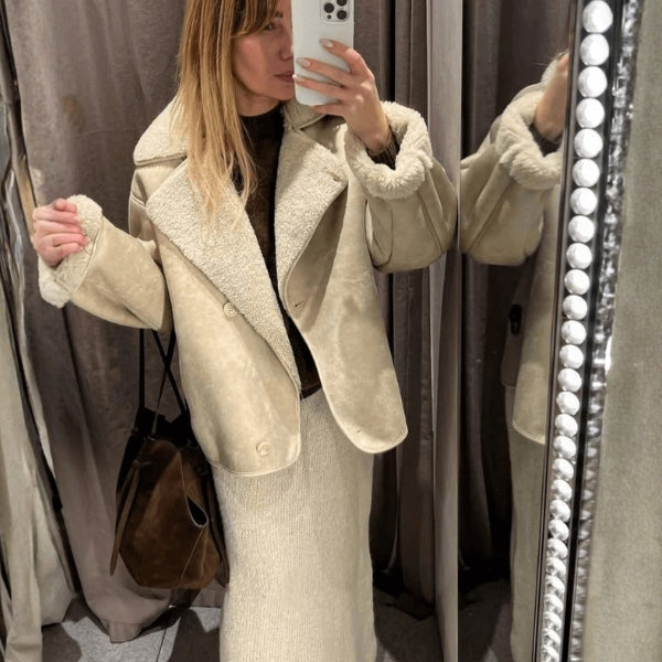 The Arianne Sherpa-Lined Faux Leather Jacket