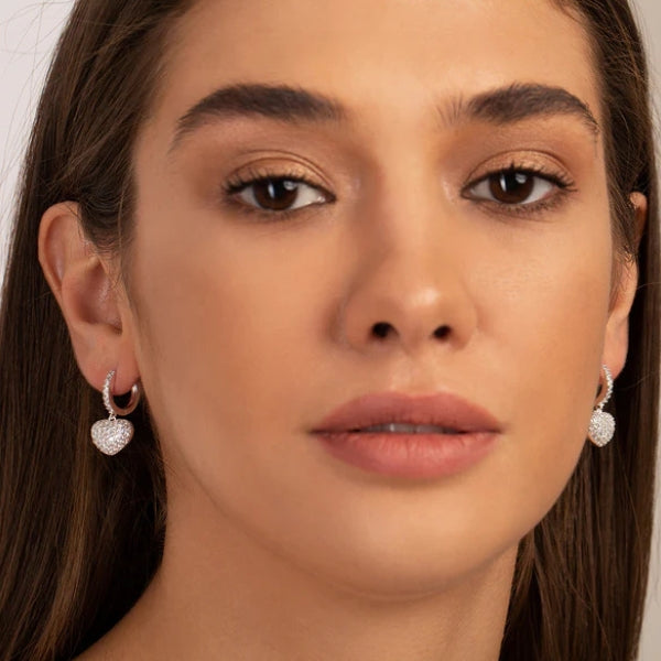 The Riviera Pavé Heart Drop Earrings