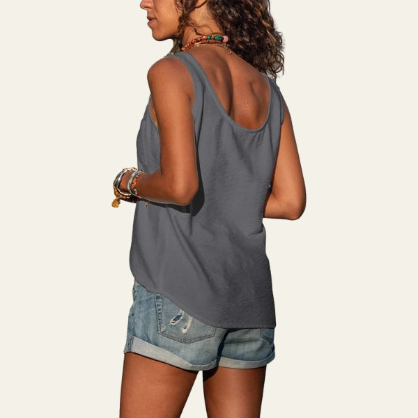 The Riviera Button-Front Pocket Tank