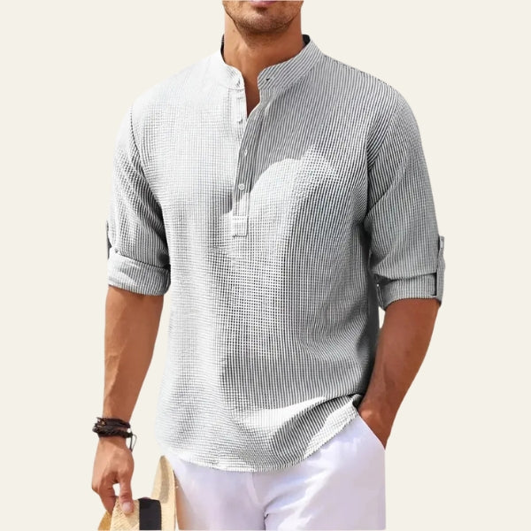 The Tangier Textured Stand-Collar Shirt
