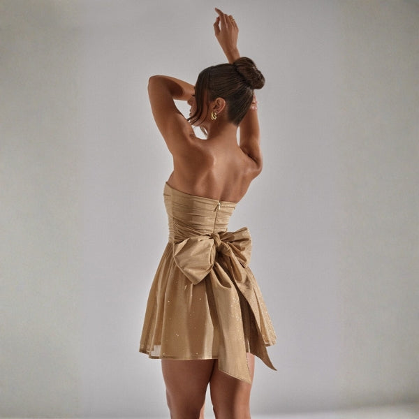 The Amalfi Party Sparkle Bow Mini Strapless Dress