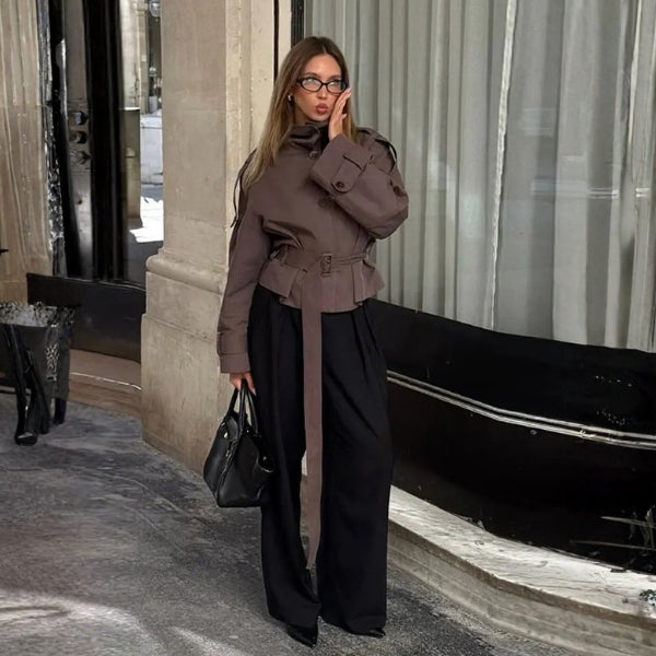 The Florence Belted Cropped Utility Jacket