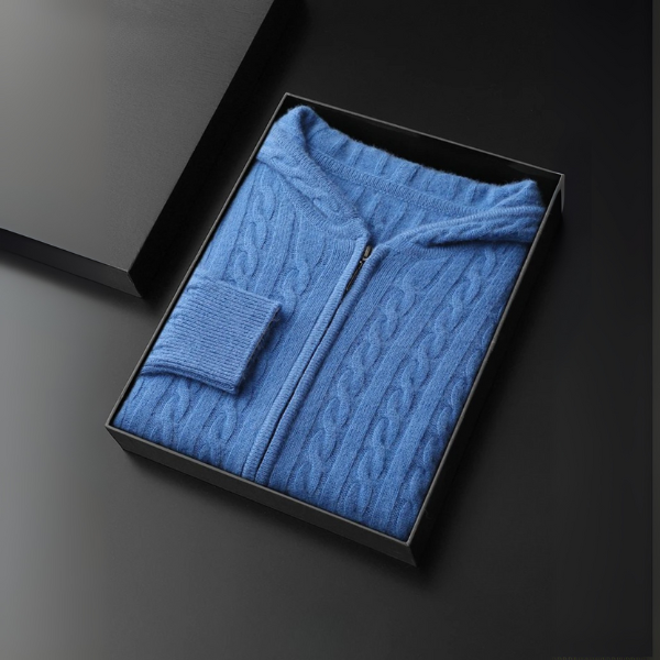 The Amalfi Cable Cashmere Zip Hoodie