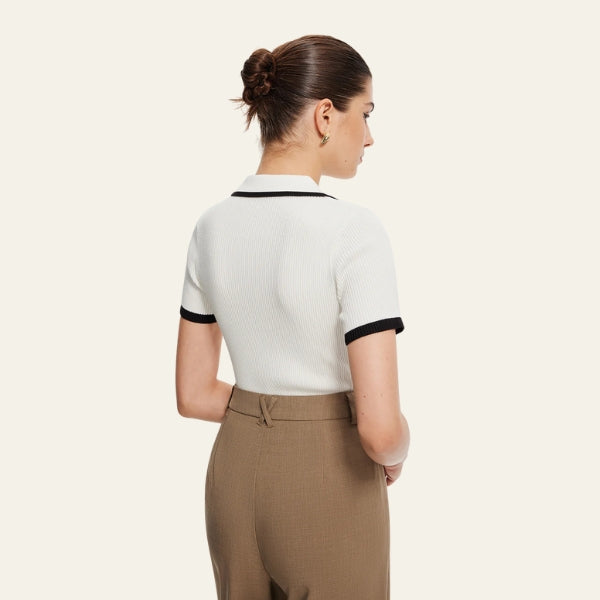 The Audrey Ribbed Polo Knit Top