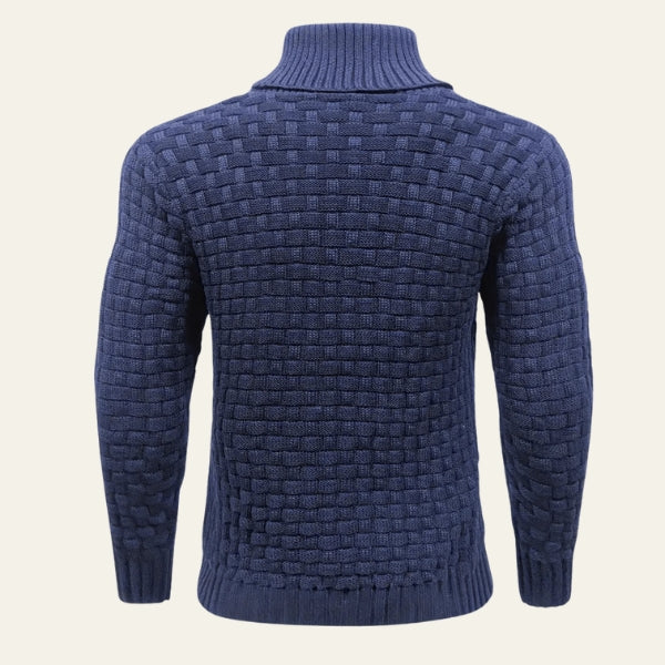 The Aspen Textured Button-Neck Knit Sweater