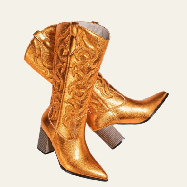 The Dakota Metallic Western Block-Heel Boots