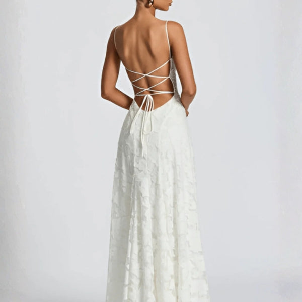 The Helia Lace-Pattern Maxi Dress