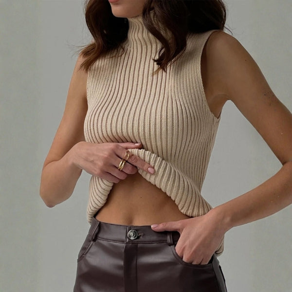 The Capri Ribbed Sleeveless Turtleneck