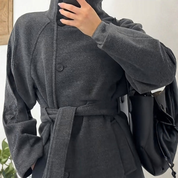 The Aspen High-Collar Belted Longline Coat