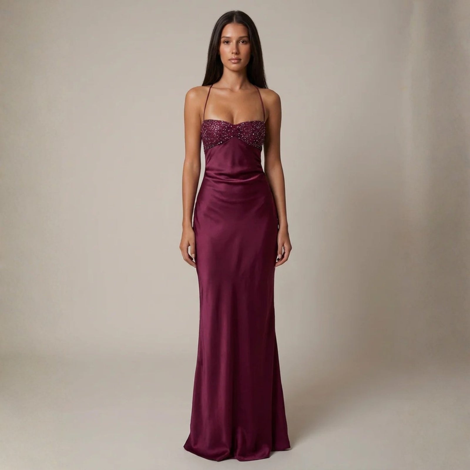 The Verona Satin-Finish Maxi Dress