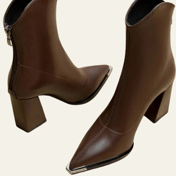 The Milan Pointed-Toe Block Heel Ankle Boots