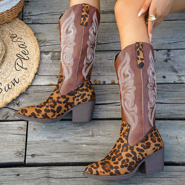 The Sedona Western-Embroidery Knee-High Boots