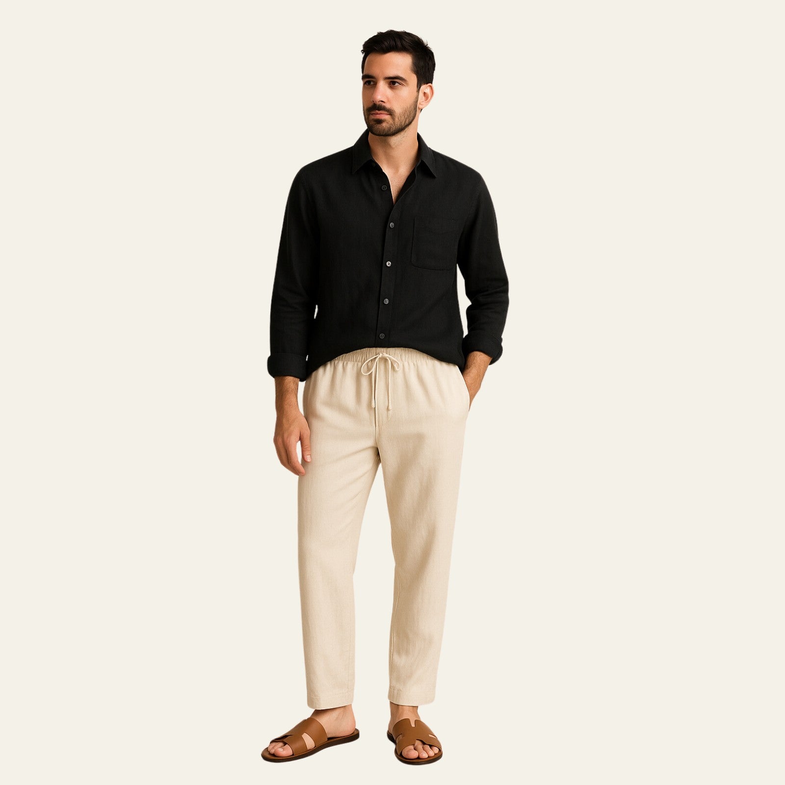 The Atlas Linen Set Beige