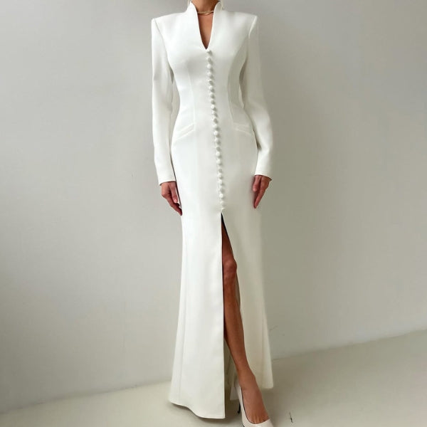 The Monaco Button-Front Column Dress