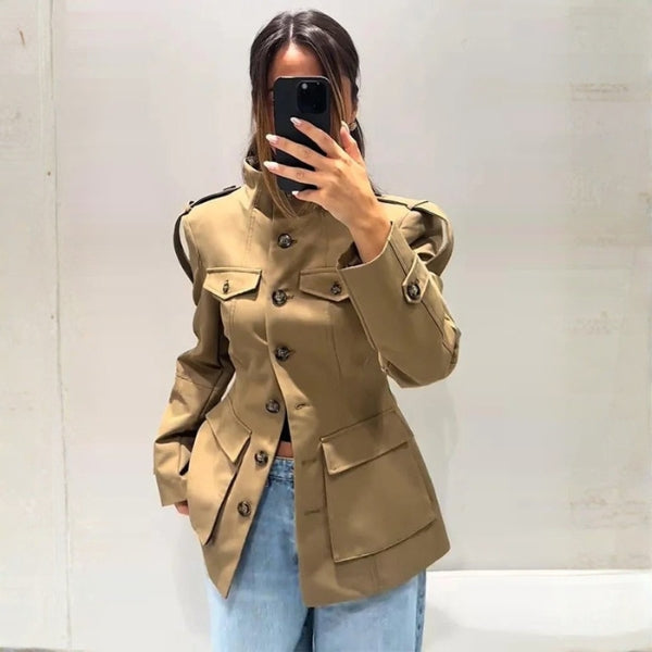 The Savanna Stand-Collar Utility Trench Coat