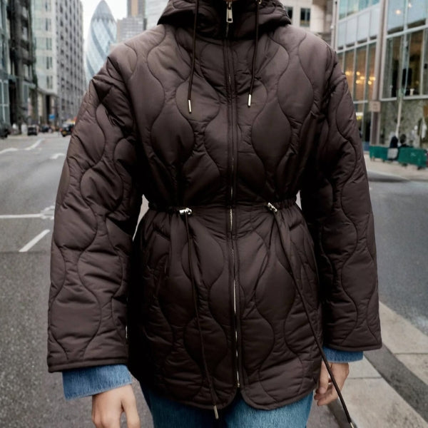 The Camden Drawstring Quilted Hooded Jacket
