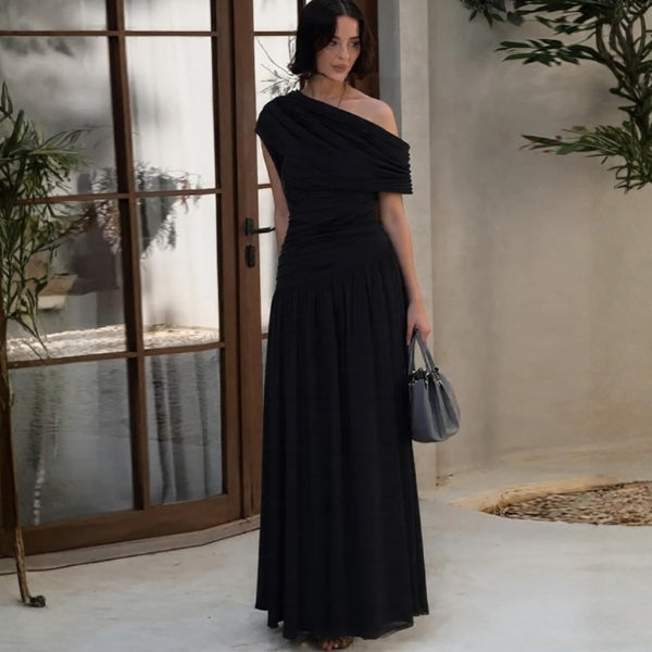 The Athena One-Shoulder Draped Maxi Dress