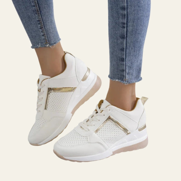 The Verona Metallic-Panel Wedge Sneakers