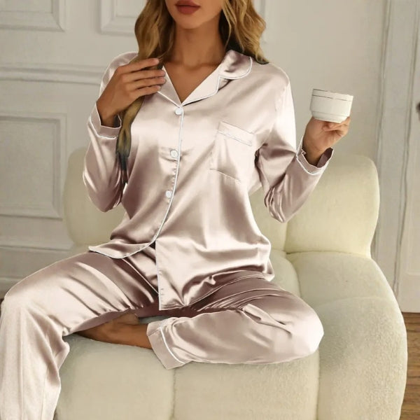 The Capri Contrast-Piped Pajama Set