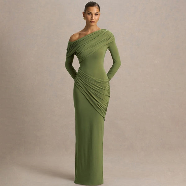 The Santorini Ruched Off-Shoulder Maxi Dress