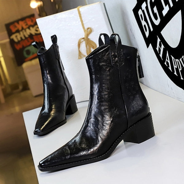 The Dakota Zip-Detail Block Heel Ankle Boots