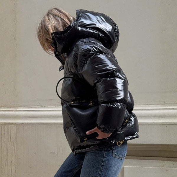 The Soho Gloss-Finish Hooded Puffer Jacket