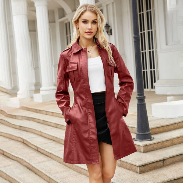 The Vienna Belted Leather Coat