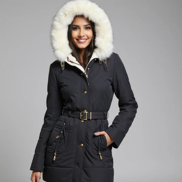 The Aspen Belted Faux-Fur Hooded Parka