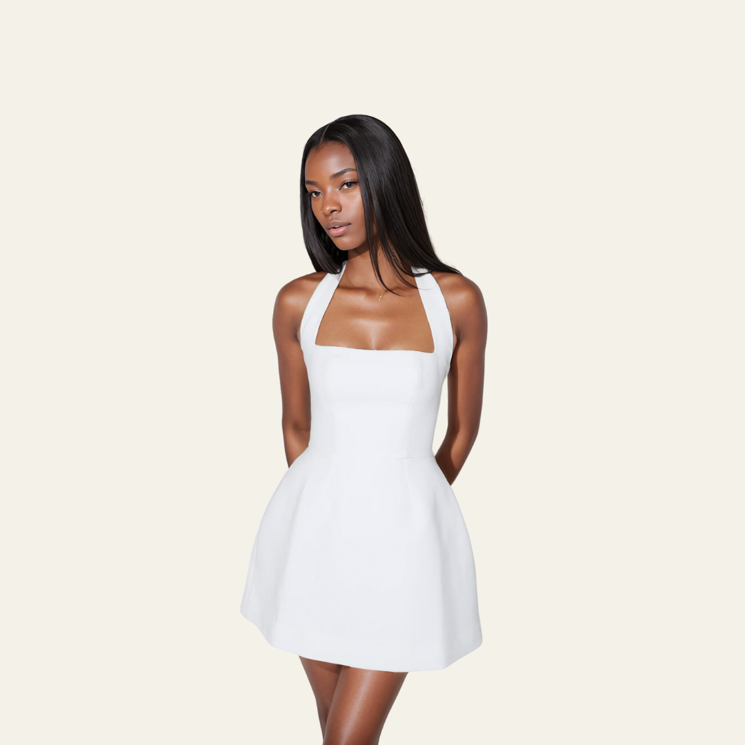 The Milan Structured Halter Mini Dress