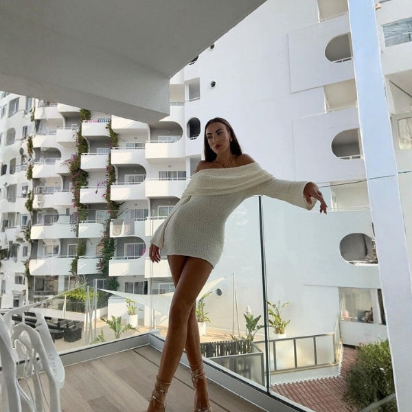 The Amalfi Off-Shoulder Knit Mini Dress