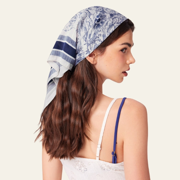 The Provence Toile-Print Headscarf