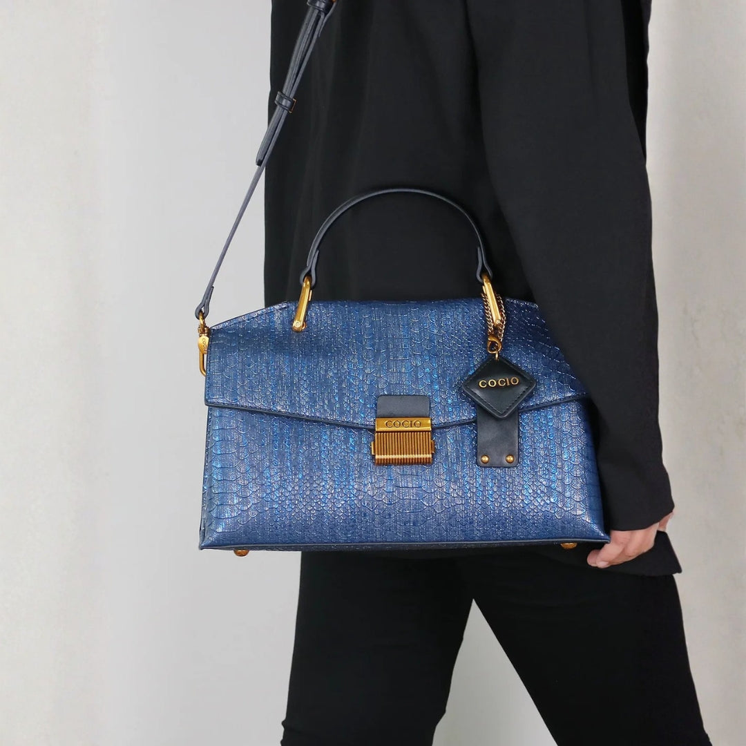 The Sorrento Snake-Texture Top-Handle Bag