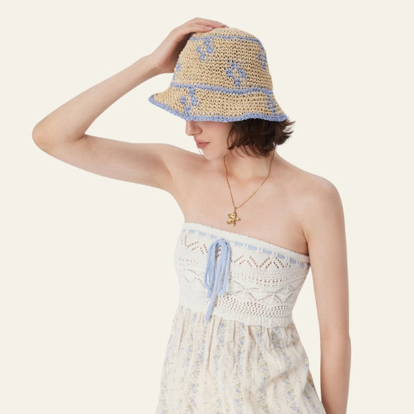 The Capri Two-Tone Straw Bucket Hat