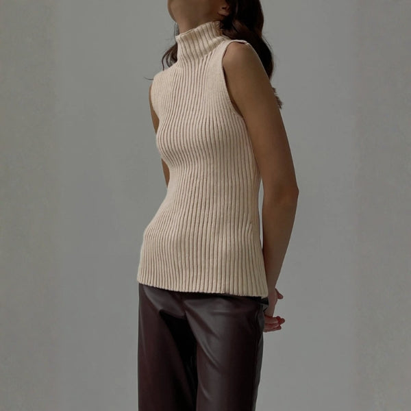 The Capri Ribbed Sleeveless Turtleneck