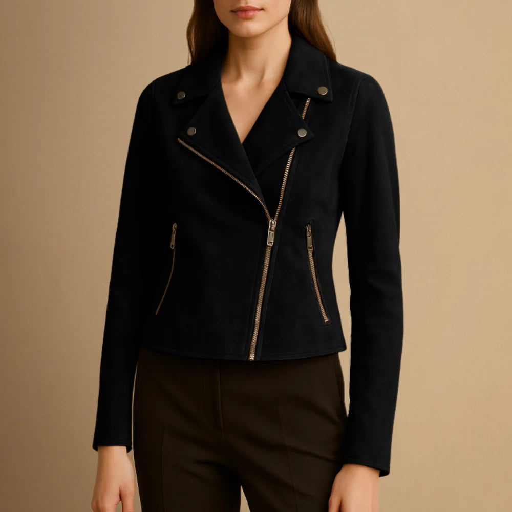 The Florence Suede Biker Jacket
