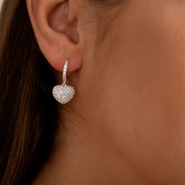 The Riviera Pavé Heart Drop Earrings